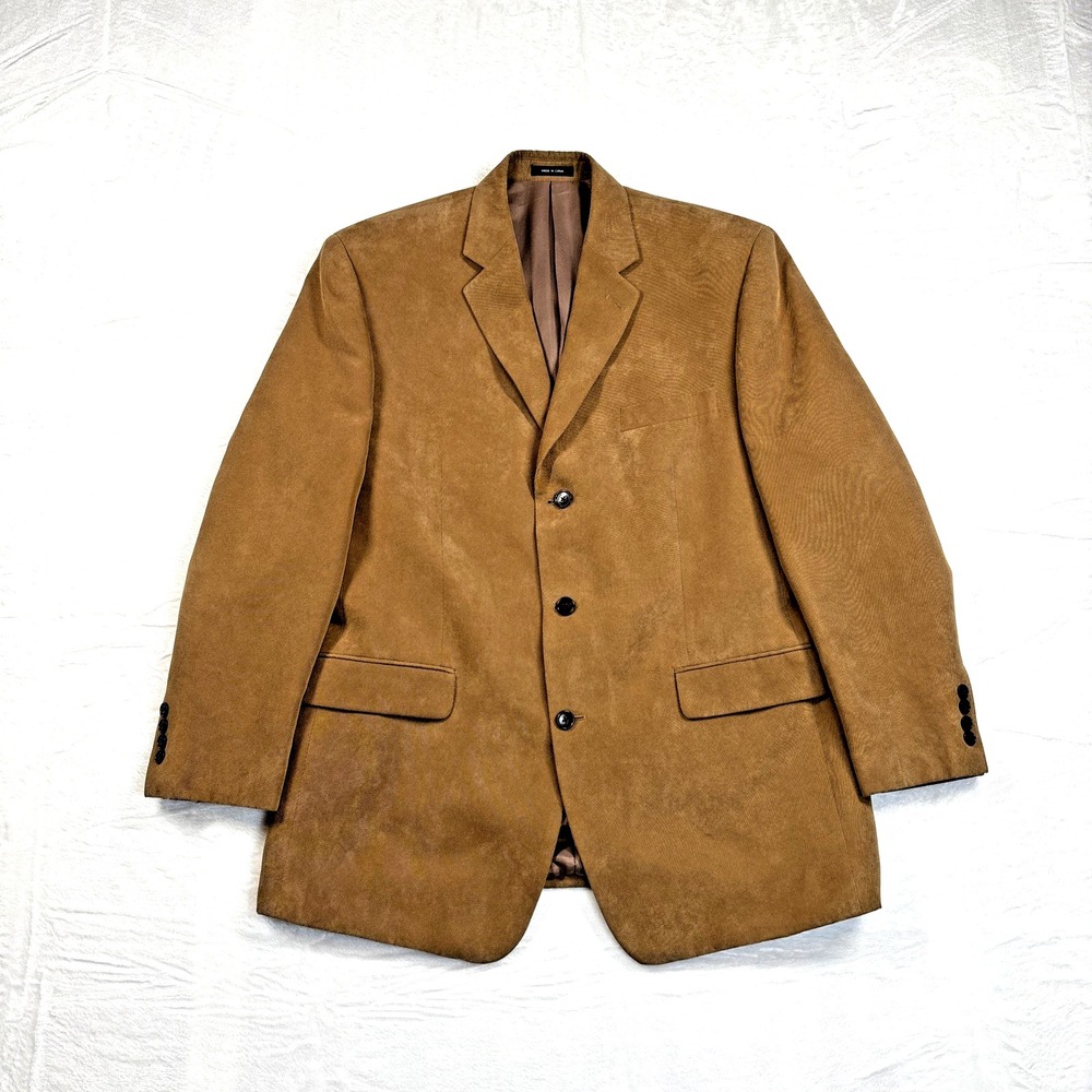 Calvin Klein Blazer Mens 42R Tan Corduroy Texture 3 Button Sport Coat Jacket